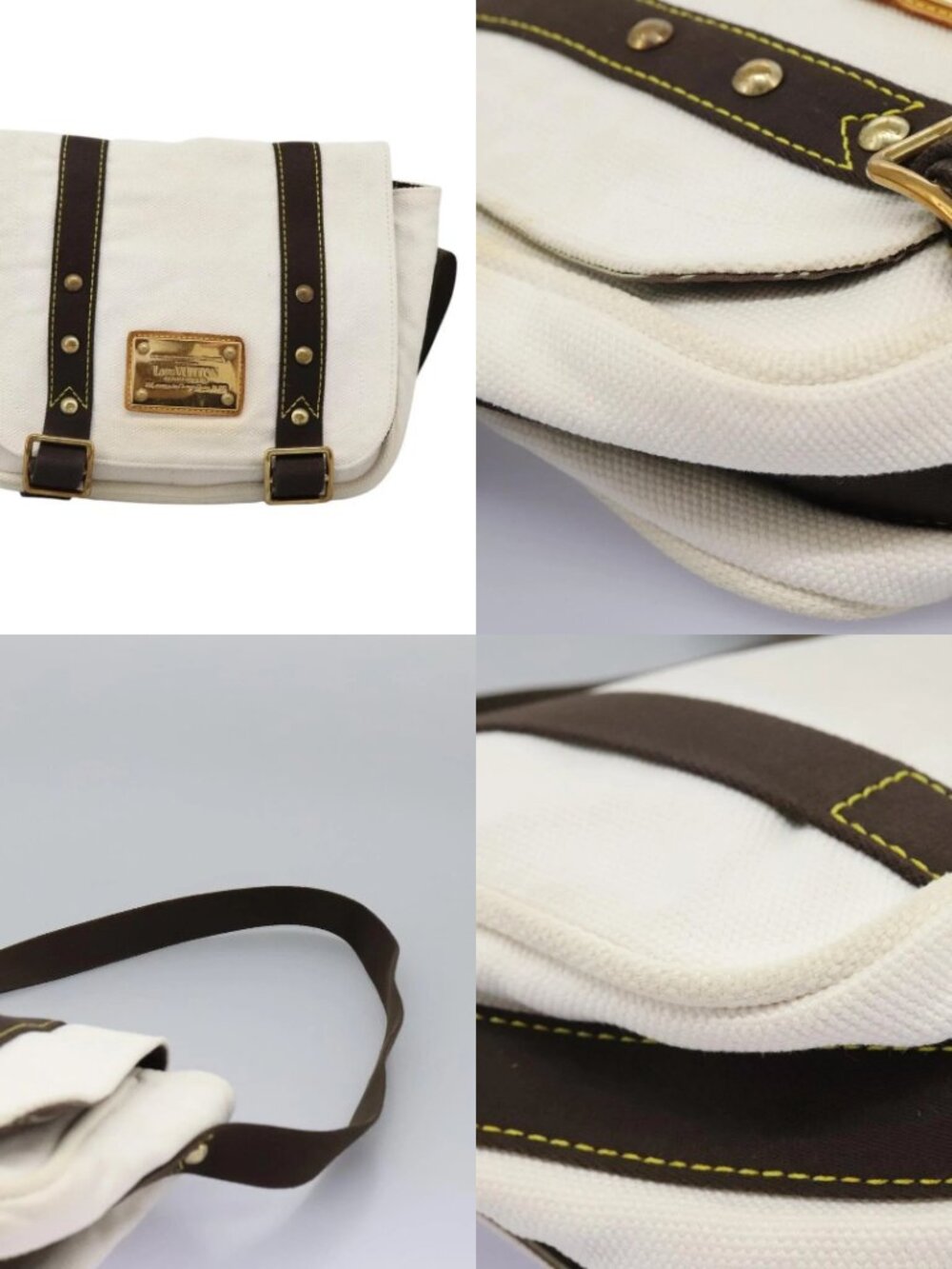 LOUIS VUITTON Antigua Buzas PM Shoulder Bag Canvas White M40042 Auth bs24492 - Picture 14 of 15